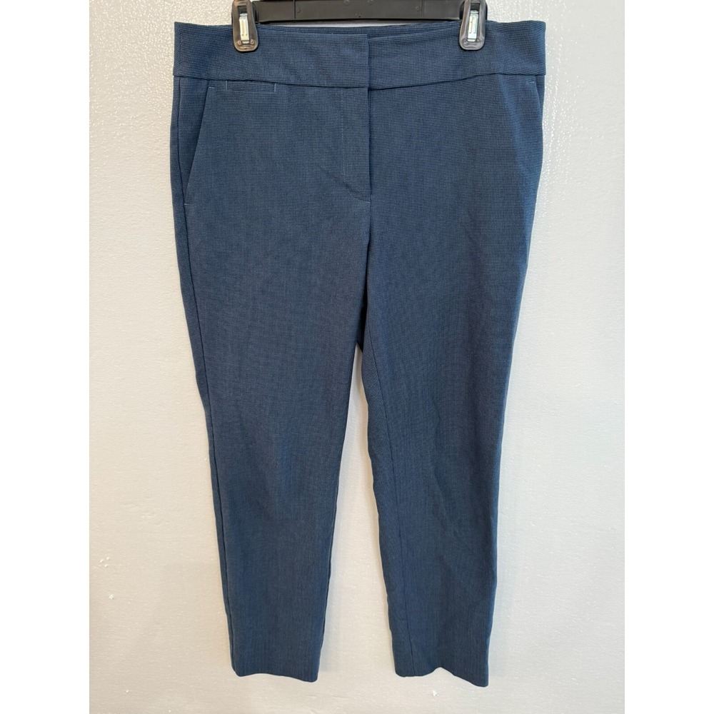 Ann Taylor Loft Modern Skinny Ankle Flat Front Blue Black Check Pants Size 8‎